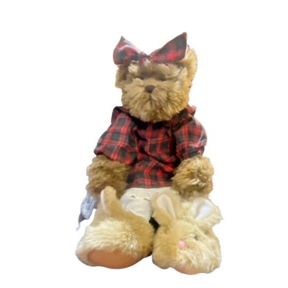 ABC Distributing Vtg Teddy Bear Dog Plushy Plaid Dress Bloomers Bunny Slippers - Picture 3 of 12